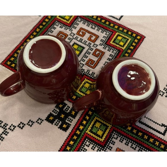 Fiesta Retired Cinnabar Red Burgundy Teacups- Set of 2 - Picture 3 of 3
